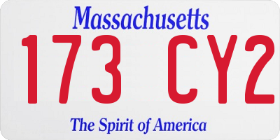 MA license plate 173CY2
