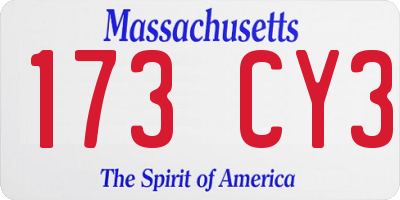 MA license plate 173CY3