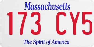 MA license plate 173CY5