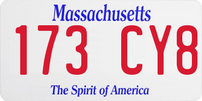 MA license plate 173CY8