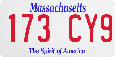 MA license plate 173CY9