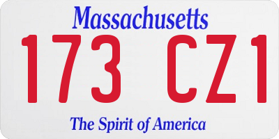 MA license plate 173CZ1