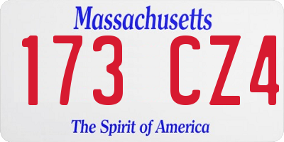 MA license plate 173CZ4