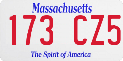 MA license plate 173CZ5