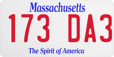 MA license plate 173DA3