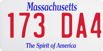 MA license plate 173DA4