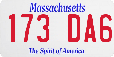 MA license plate 173DA6