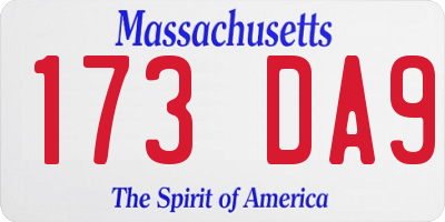MA license plate 173DA9
