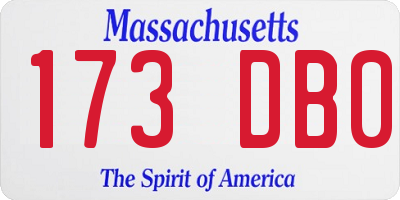 MA license plate 173DB0