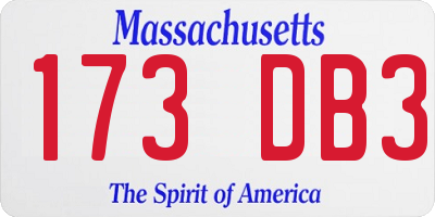 MA license plate 173DB3
