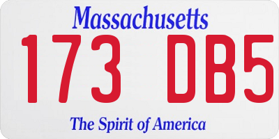 MA license plate 173DB5