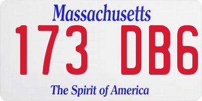 MA license plate 173DB6
