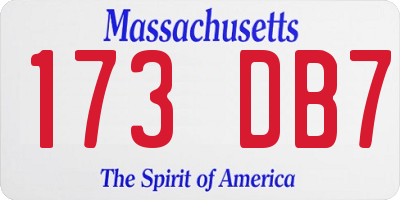 MA license plate 173DB7