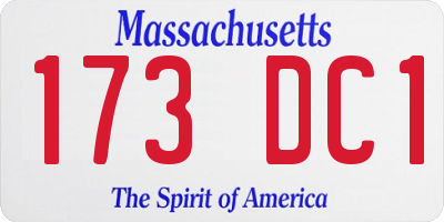 MA license plate 173DC1