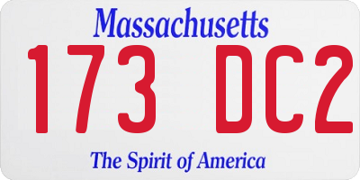 MA license plate 173DC2