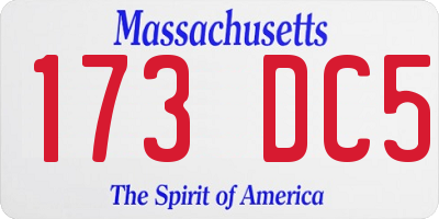 MA license plate 173DC5