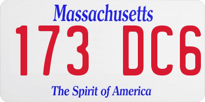 MA license plate 173DC6