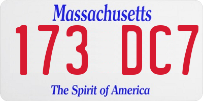 MA license plate 173DC7