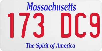 MA license plate 173DC9