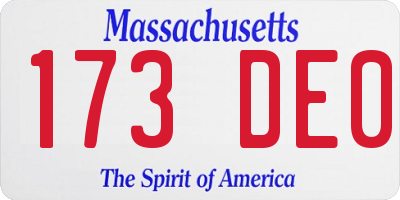 MA license plate 173DE0