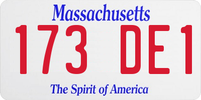 MA license plate 173DE1