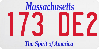 MA license plate 173DE2