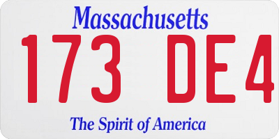 MA license plate 173DE4