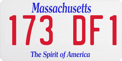 MA license plate 173DF1