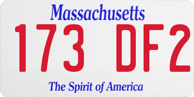 MA license plate 173DF2