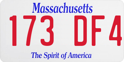 MA license plate 173DF4