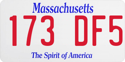 MA license plate 173DF5