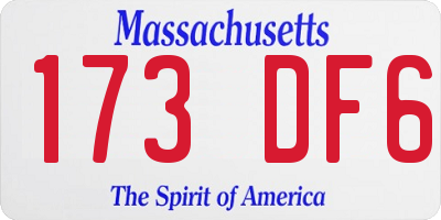 MA license plate 173DF6