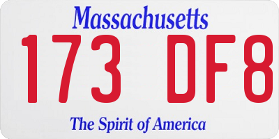 MA license plate 173DF8