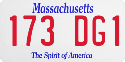 MA license plate 173DG1