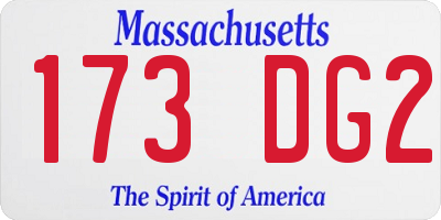 MA license plate 173DG2