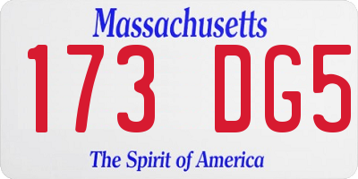 MA license plate 173DG5