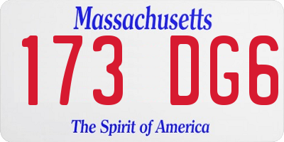 MA license plate 173DG6