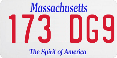 MA license plate 173DG9