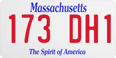 MA license plate 173DH1