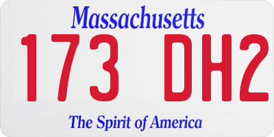 MA license plate 173DH2