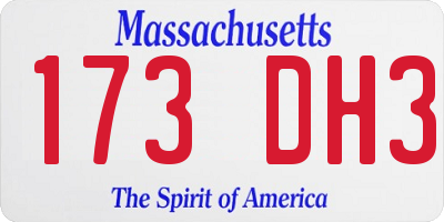 MA license plate 173DH3