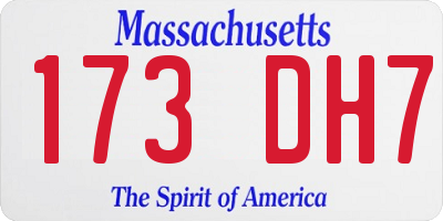 MA license plate 173DH7