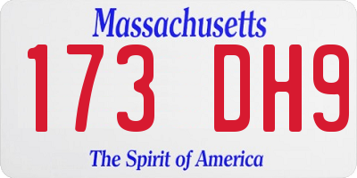 MA license plate 173DH9
