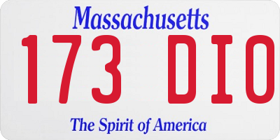 MA license plate 173DI0