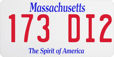 MA license plate 173DI2