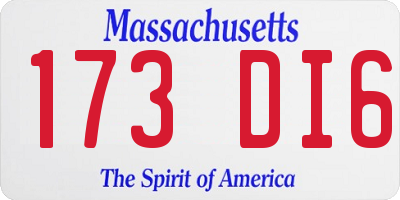 MA license plate 173DI6