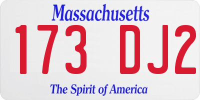 MA license plate 173DJ2