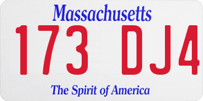 MA license plate 173DJ4