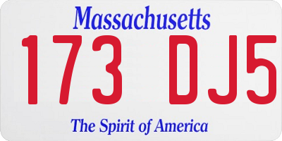 MA license plate 173DJ5