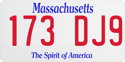 MA license plate 173DJ9